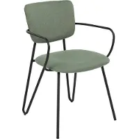 Beliani Lot de 2 chaises de salle à manger tissu polyester vert foncé pieds en métal noir dossier arrondi design moderne