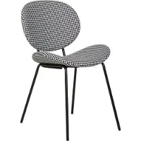 Beliani Lot de 2 chaises de salle à manger Garniture noire et blanche Embouts de pied de coq Pieds en fer noir Design rétro contemporain Chaises de salle à manger
