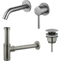FortiFura Calvi Slim Kit mitigeur lavabo - robinet encastrable - bonde clic clac - siphon design - PVD cm SW377860/SW696201/SW696212
