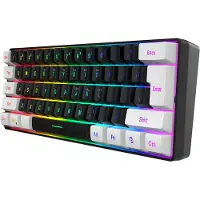 HxSJ V700 RGB Clavier de jeu compact Qwerty 61 touches Effet rétroéclairé Noir/Blanc