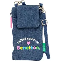 Safta Benetton Denim Wallet Mobile Phone Bag Blue
