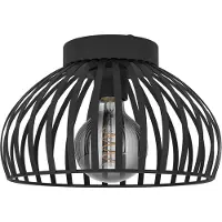 Eglo Plafonnier Mogano 3, plafonnier au design monochrome, lampe de salon en métal noir, lampe plafond, lampe couloir avec douille E27, Ø 28 cm