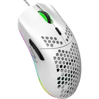 HxSJ - Souris de jeu J900 - Ultra-légère - Éclairage RGB - 6400DPI - Blanc