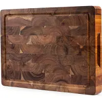 VDN Professional Cutting Board Acacia Wood with Juice Trench and Handles - Anti-slip Chopping Board - Chopping Block 26x38x3.5 cm