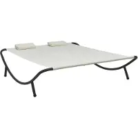 vidaXL Lit lounge d'extérieur tissu blanc crème
