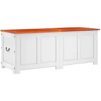 vidaXL Coffre de rangement et couvercle marron et blanc bois d'acacia
