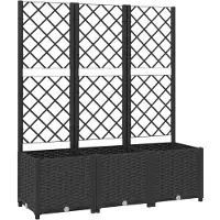 vidaXL Jardinière de jardin avec treillis Noir 120 x 40 x 136 cm PP