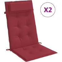 vidaXL Coussins de chaise à dossier haut lot de 2 rouge bordeaux