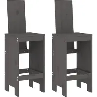 vidaXL Tabouret de bar 2 pcs. Gris 40x42x120 cm Pin massif