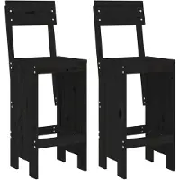 vidaXL Tabouret de bar 2 pcs. noir 40x48,5x115,5cm pin massif