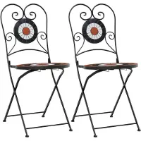 vidaXL Chaises de bistrot 2 pcs. Pliable Terrakottarot et Blanc Céramique
