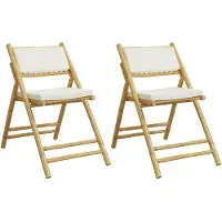 vidaXL Chaises de bistrot 2 pcs. Pliable avec coussin blanc crème Bambou