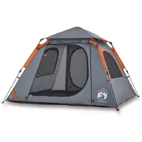 vidaXL Tente de camping dôme 4 personnes Gris et orange Quick Release