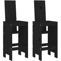 vidaXL Tabouret de bar 2 pcs. noir 40x42x120 cm pin massif