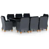 vidaXL Salon de jardin avec coussins Poly Rattan Garniture Set de salle à manger