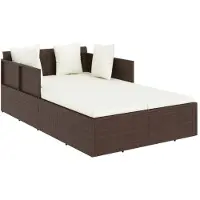 vidaXL Chaise longue avec coussin Marron 182x118x63 cm Poly rotin