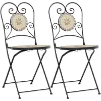 vidaXL Chaises de bistrot 2 pcs. Pliable Terrakottarot et Blanc Céramique