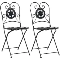 vidaXL Chaises de bistrot 2 pcs. Pliable Noir et Blanc Céramique