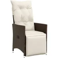 vidaXL Fauteuil de jardin Réglable avec coussins Marron Poly Rattan