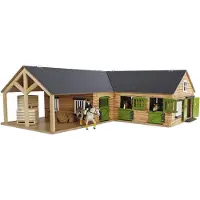 Hipo Horses Pferdehof aus Holz, 1:24, mit Tören, Fenster + Tor, ohne Tiere