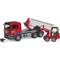 BRUDER MAN TGS Camion avec conteneur déroulant, y compris chargeur de ferme Schäffer 2630