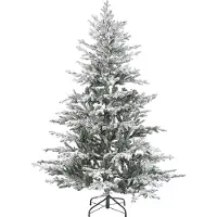 Beliani Arbre de Noël artificiel blanc synthétique 180 cm neige mat floqué mat branches suspendues lumières LED fêtes de noël