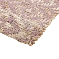 Beliani Tapis coton Beige/Rose 140 x 200 cm GERZE (140 x 140 cm)
