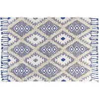 Beliani Tapis en coton 140 x 200 cm Beige et Bleu MANAVGAT Lumarko. (140 x 200 cm)