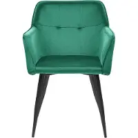 Beliani Ensemble de 2 chaises de salle à manger chaises rembourrées en velours vert avec accoudoirs pieds en métal noir