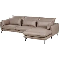 Beliani Canapé D'angle Gallo Marron Clair Tissu Côté Gauche