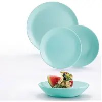 Luminarc Assiette plate, assiette plate, assiette de service, assiette à dessert, service de table , DIWALI vaisselle en verre trempé, service de table, turquoise, 18