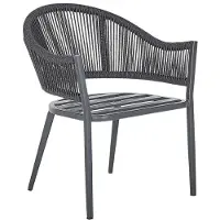 Beliani Jeu de 2 chaises de jardin en métal gris avec coussin moderne en corde tressée
