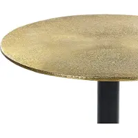 Beliani Table d'appoint Or Aluminium Rond 36 cm Aspect antique avec pied colonne noir Moderne Un pied Salon Equipement Meubles Porte-fleurs