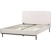 Beliani Lit rembourré beige clair 140 x 200 cm mobilier moderne pour chambre à coucher lit double élégant