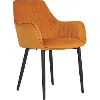 Beliani Ensemble de 2 chaises de salle à manger orange velours accoudoirs pieds métalliques noirs rétro glamour