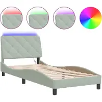 vidaXL Cadre de lit avec LED sans matelas gris clair 80x200 cm velours