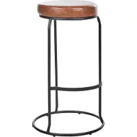 Beliani Lot de 2 tabourets de bar marron sans accoudoirs en simili cuir noir pieds en acier design moderne sièges de salle à manger