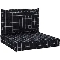 vidaXL Coussins de palette lot de 2 motif à carreaux noir tissu Oxford