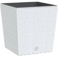 vidaXL Jardinière et intérieur amovible blanc 21 /32 L rotin PP