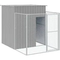 vidaXL niche pour chien avec parcours 165x251x181 cm acier galvanisé gris