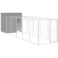 vidaXL Niche pour chiens avec enclos Gris clair 165x659x181 cm Acier galvanisé