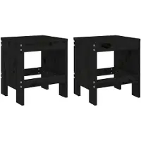 vidaXL Tabouret de jardin 2 pcs. noir 40x36x45 cm pin massif