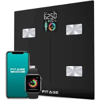 FITAGE Pèse-personne LCD Digital - Pèse-personne intelligent avec analyse corporelle 17x - Pèse-personnes - App