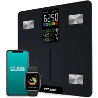 FITAGE Pèse-personne LED Digital - Pèse-personne intelligent avec analyse corporelle 17x - Pèse-personne - App