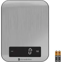 Kitchenbrothers Balance de cuisine - Numérique - 1g à 10 kg - acier inoxydable - 21,5 x 16,5 cm - Silver