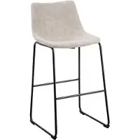 Beliani Ensemble de 2 tabourets de bar Recouvrement en tissu beige Pieds en métal noir Ottoman Industriel