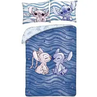 Halantex Lilo & Stitch Stitch & Angel Waves Duvet Set/ 140x200 Cm 70x90 Cm Bleu