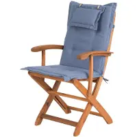 Beliani Ensemble de chaises de jardin composé de 2 chaises en bois d'acacia marron clair bleu avec accoudoirs y compris coussins pliants balcon