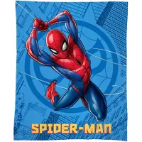 Marvel Plaid Polaire Tout Doux Imprimé 100% Polyester, Spiderman Action Bleu