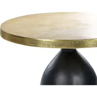 Beliani Table d'appoint Or Aluminium Rond 36 cm Aspect antique avec pied colonne noir Moderne Un pied Salon Equipement Meubles Porte-fleurs